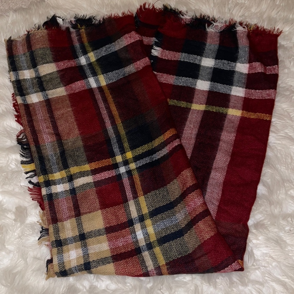 Plaid blanket scarf
